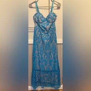 Blue Babydoll Dress with Sweetheart Neckline for Weddings